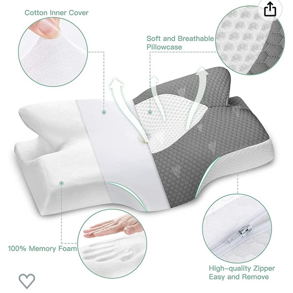 Elviros Cervical Memory Foam Pillow, Contour Pillows for Neck and Shoulder Pain!